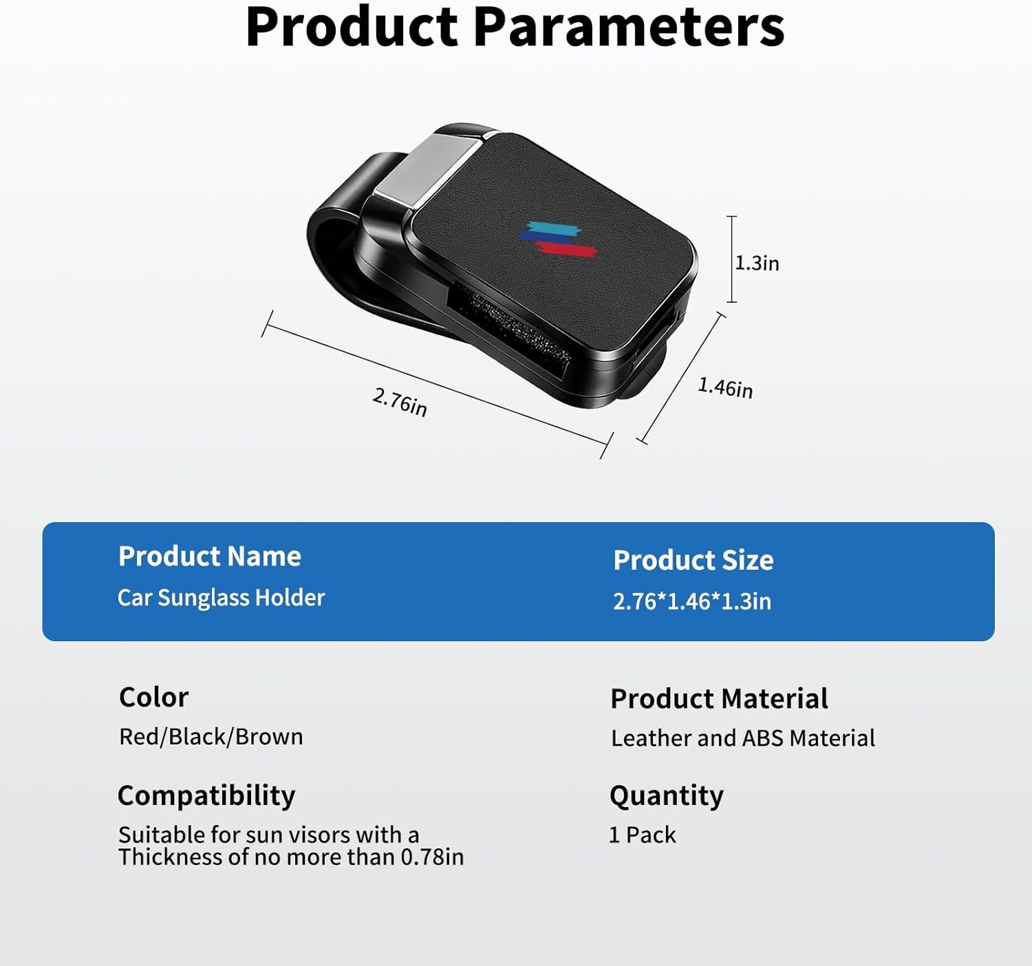 1 Pack Car Sunglass Holder Fits for BMW X3 X5 X7 X1 Ix X6 X2 X4 4 3 5 7 2 8 Series Z4 XM, Car Visor Glasses Holder Durable Sunglass Holder Clip Car Interior Accessories (Black)