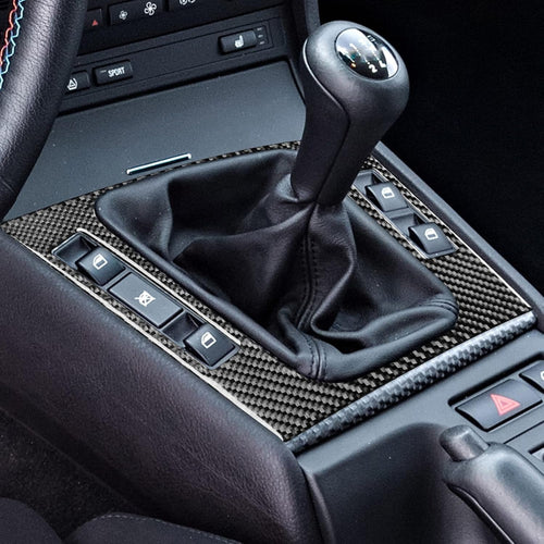 Real Premium 3D Effect Carbon Fiber Sticker Compatible with BMW M3 E46 1998-2005 Car Center Console Gear Shift Panel Decal Auto Interior Accessories Decoration Black