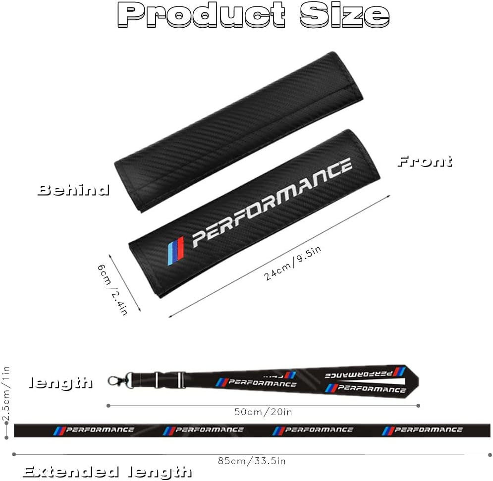 Car M 3 Color Performance Letters Seat Belt Cover Carbon Fiber Texture Car Seat Belt Shoulder Pad Cover Soft and Comfortable Suitable for Any Car Model