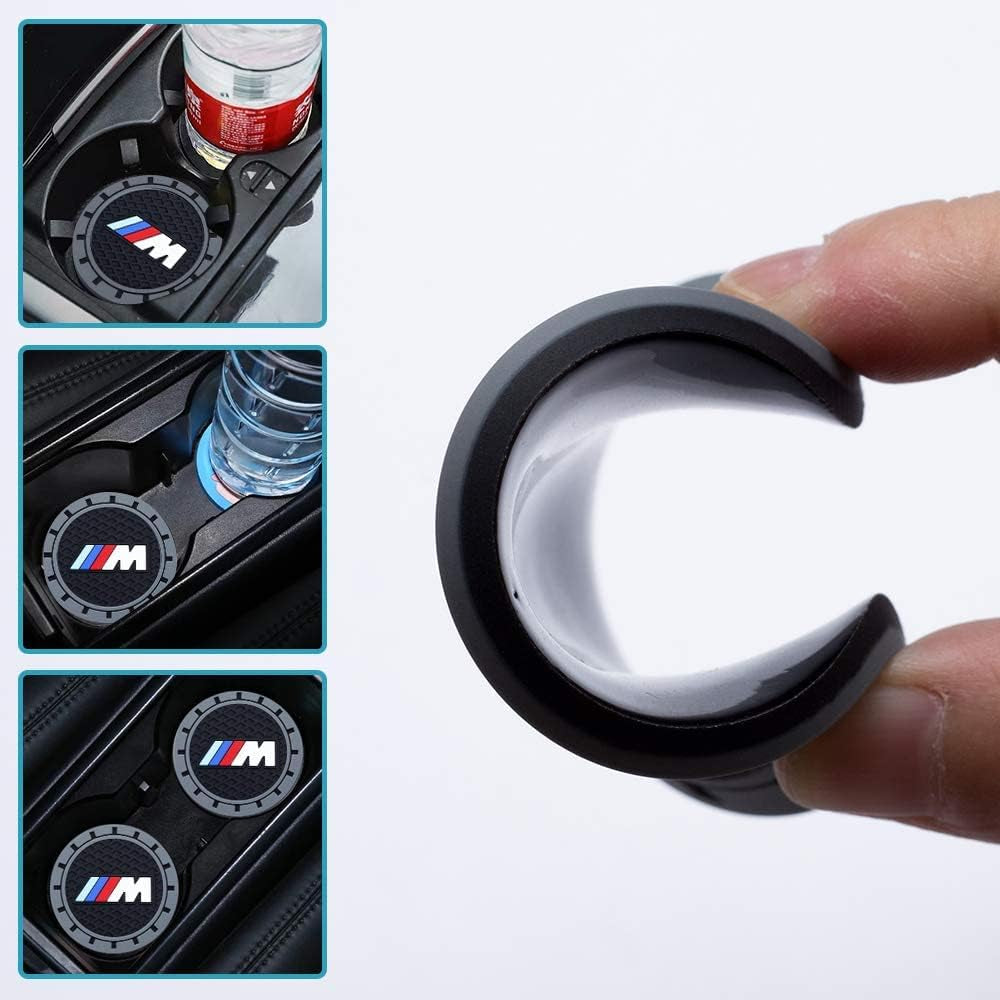 For BMW M Car Cup Holder Coaster, Auto Cup Holder Insert Coaster Compatible with BMW M M2 M4 M5 M6 M8 X1 X2 X3 X5 X6 M135I M240I Z4 328I X7, 2PCS