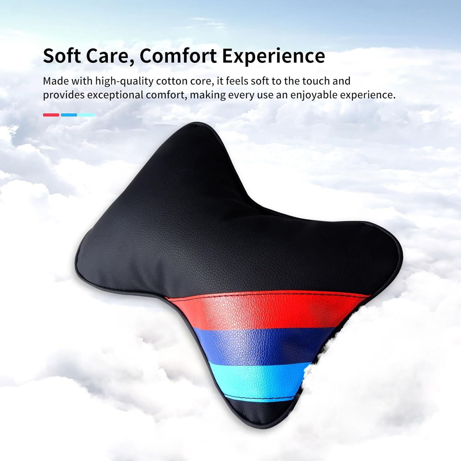 2 PCS Car Headrest Pillow for BMW Accessories, Car Soft PU Leather Neck Pillow Support