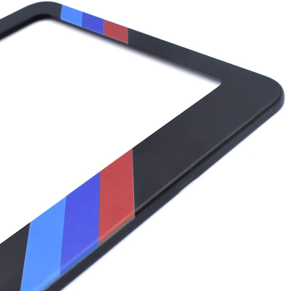 Matte License Plate Frames for BMW Aluminum Alloy 3 Color License Plate Cover Holder Fits for All BMW License Plates Sports Logo Universal License Plate Covers Accessories for Front and Rear Car Tags