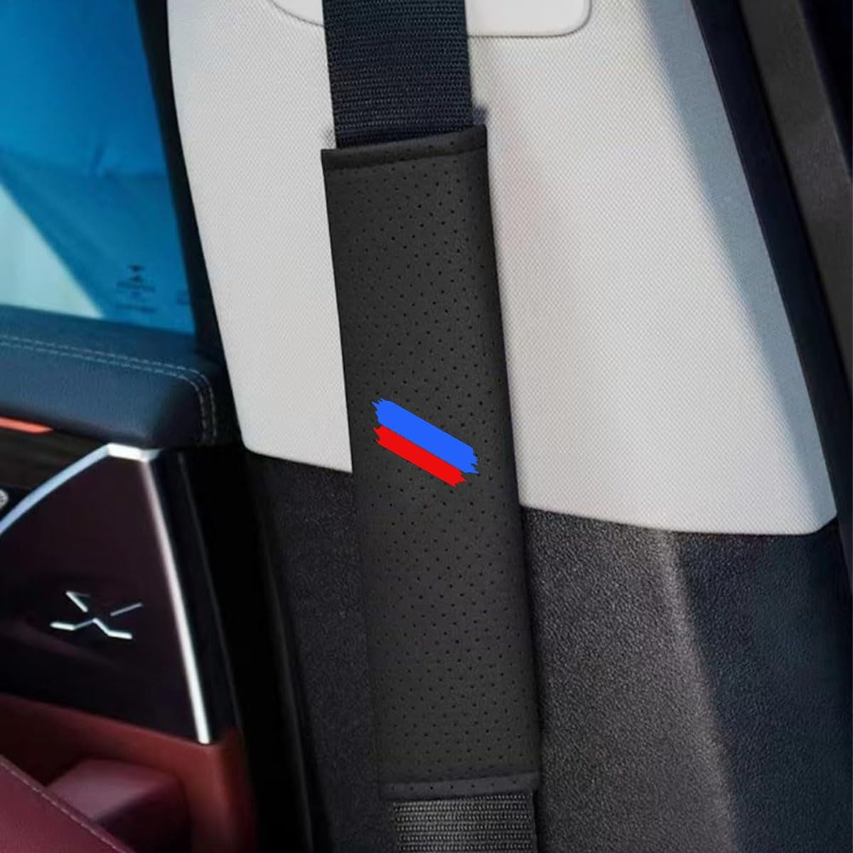 2 Pcs Car Seat Belt Pads Cover Compatible with BMW 1 2 3 4 5 6 7 Series X1 X2 X3 X4 X5 X6 Interior Accessories (Seat Belt Pads Cover)